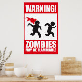 Poster Avertissement : Les zombies sont inflammables (Cuisine)
