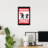Poster Avertissement : Les zombies sont inflammables (Bureau à domicile)