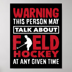 Poster Avertissement Parler de joueur de hockey sur gazon