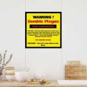 Poster Avertissement - Peste Zombie (Cuisine)