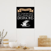 Poster Avertissement Peut Commencer À Parler De Dragons (Cuisine)