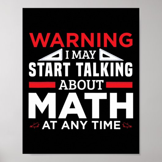 Poster Avertissement Peut Commencer À Parler Math Drôle E (Devant)