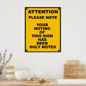 Poster Avertissement ~ Remarque ~ Signal d'avertissement  (Cuisine)