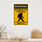 Poster Avertissement Sasquatch aperçu, entrez à vos risqu (Cuisine)