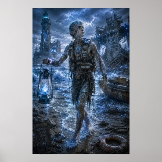 Poster Avertissement / Sauveteur / Plage (Devant)