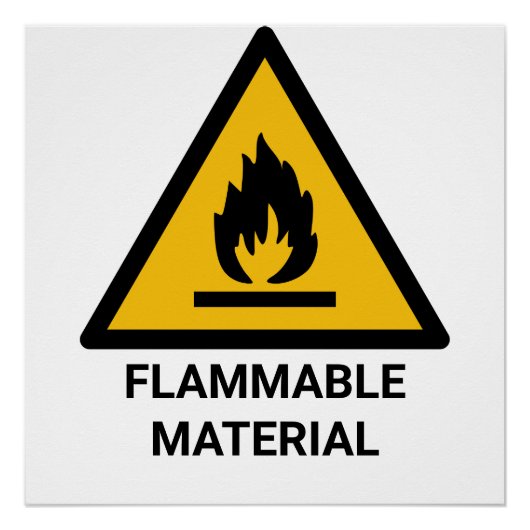 Poster Avertissement sur les matières inflammables, symbo (Devant)