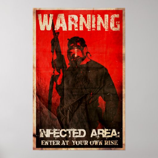 POSTER AVERTISSEMENT : ZONE INFECTÉE (Devant)