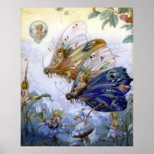 Poster Aviateurs féeriques vintages