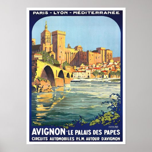Poster Avignon France voyage vintage (Devant)