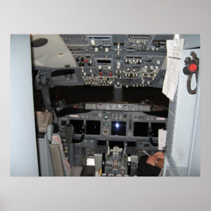 Poster Avion à réaction commercial du poste de pilotage d