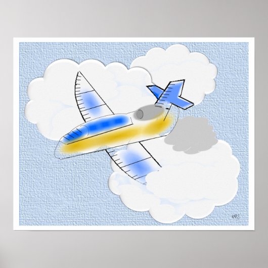 Poster Avion à réaction dans les nuages (Devant)