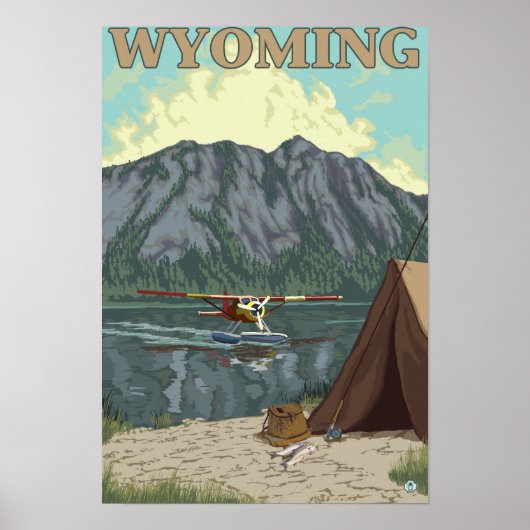 Poster Avion Bush et pêche - Wyoming (Devant)