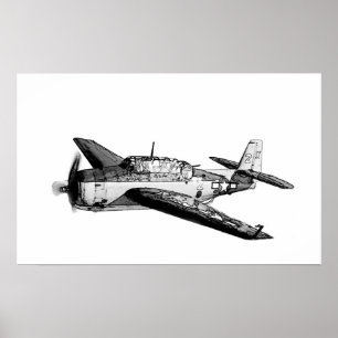 Poster Avion de chasse 2ème guerre mondiale