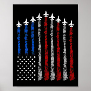 Poster Avion de chasse Avion Usa Drapeau 4 juillet Patrio