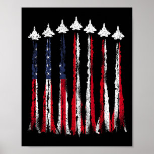 Poster Avion de chasse Avion Usa Drapeau 4 juillet Patrio