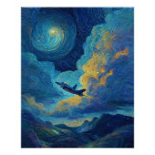Poster Avion de chasse d'anniversaire Nuages Van Gogh  (Devant)