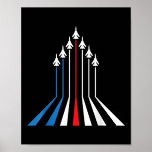 Poster Avion De Chasse Drapeau États-Unis 4 Juillet Patri