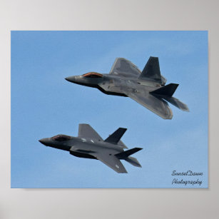 Poster Avion de chasse F-35 et F-22
