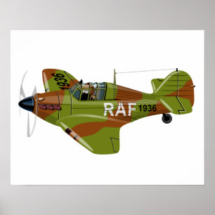 Poster Avion de chasseur rétro-dessiné