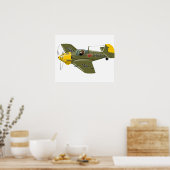 Poster Avion de chasseur rétro-dessiné (Cuisine)