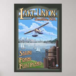 Poster Avion de flotteur des syndicats de lac - Seattle,