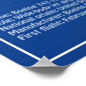 Poster Avion de ligne 747 - Plan de dessin du plan direct (Coin)