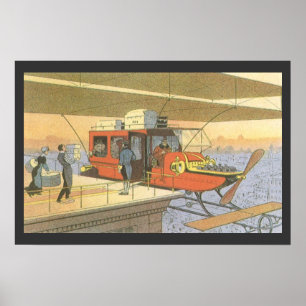 Poster Avion de science-fiction vintage Hélicoptère Limo