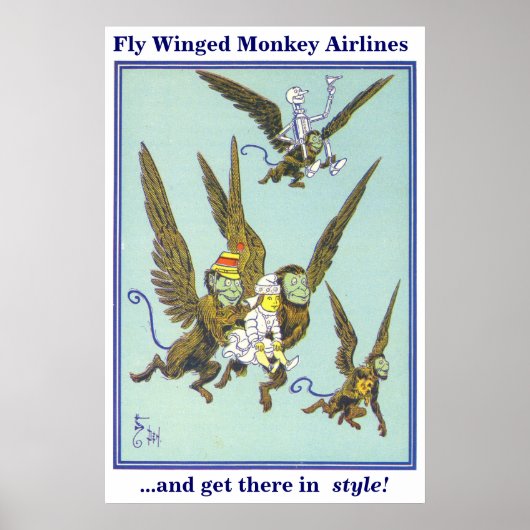 Poster Avion de singe aillée (Devant)