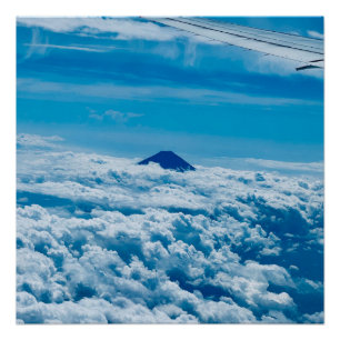 Poster Avion devant Fuji Japan Skyline