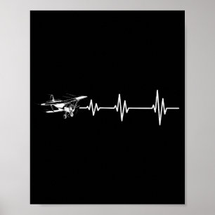 Poster Avion en vol battement de coeur Ligne à impulsions