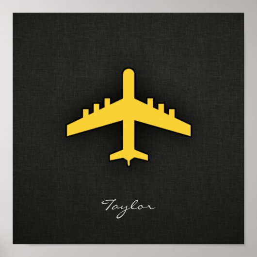 Poster Avion jaune orange (Devant)