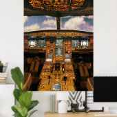 Poster Avion Jet Cockpit (Bureau à domicile)