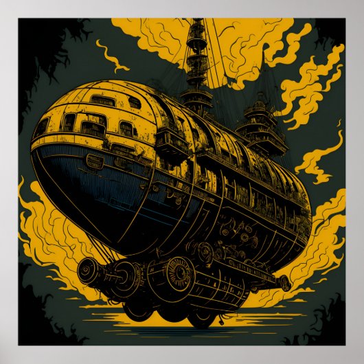 Poster Avion Majestic Steampunk (Devant)