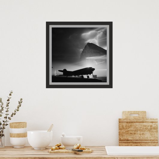 Poster Avion noir et blanc (Cuisine)