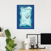 Poster Avion papier | Le voyage commence par un seul (Bureau à domicile)