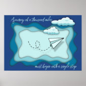 Poster Avion papier | Le voyage commence par une seule ét (Devant)