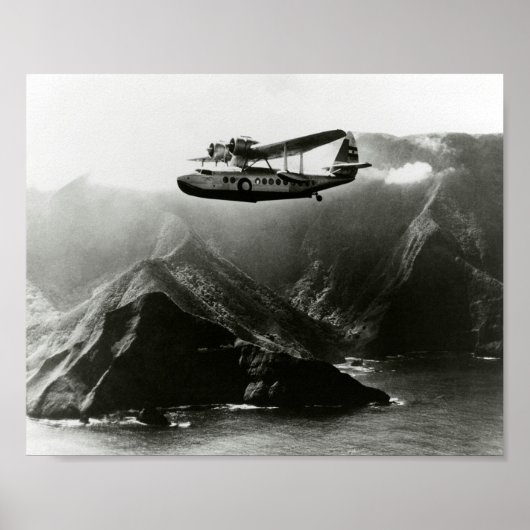 Poster Avion passager de bateau volant au-dessus d'Hawaii (Devant)