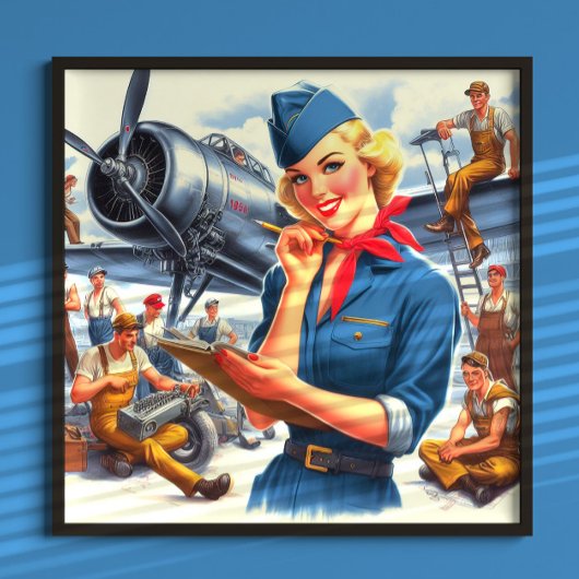Poster Avion pin-up vintage