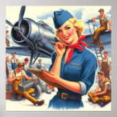 Poster Avion pin-up vintage (Devant)