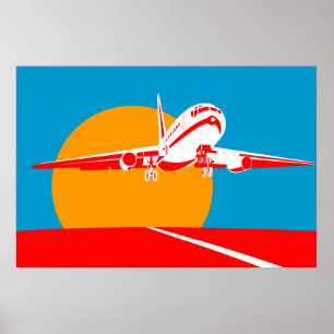 Poster avion plat de Jumbo enlevant l'affiche