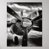 Poster Avion propulseur noir et blanc (Devant)