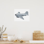 Poster Avion rétro de dessin (Cuisine)