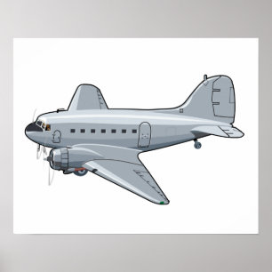 Poster Avion rétro de dessin