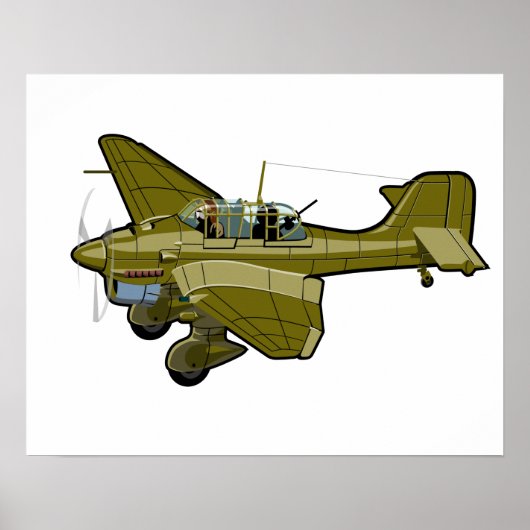 Poster Avion rétro de dessin (Devant)