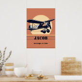 Poster Avion Retro | Tout nom (Cuisine)
