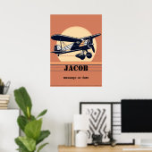 Poster Avion Retro | Tout nom (Bureau à domicile)