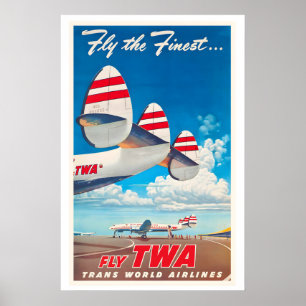 Poster Avion Rétro Vintage Compagnie Aérienne