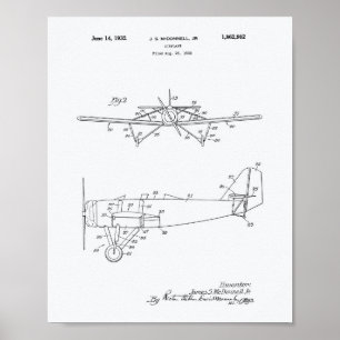 Poster Avion Type 2 1932 Brevet Art Livre blanc