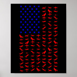 Poster Avion US Drapeau Fête de l'Indépendance Américaine