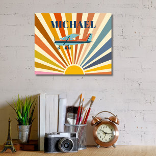 Poster Avion Vintage Cessna Rétro Coucher de Soleil Perso